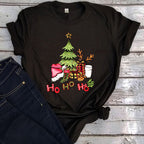 Women's Christmas Tree T-Shirt – Ho Ho Ho Festive Graphic Short Sleeve Tee