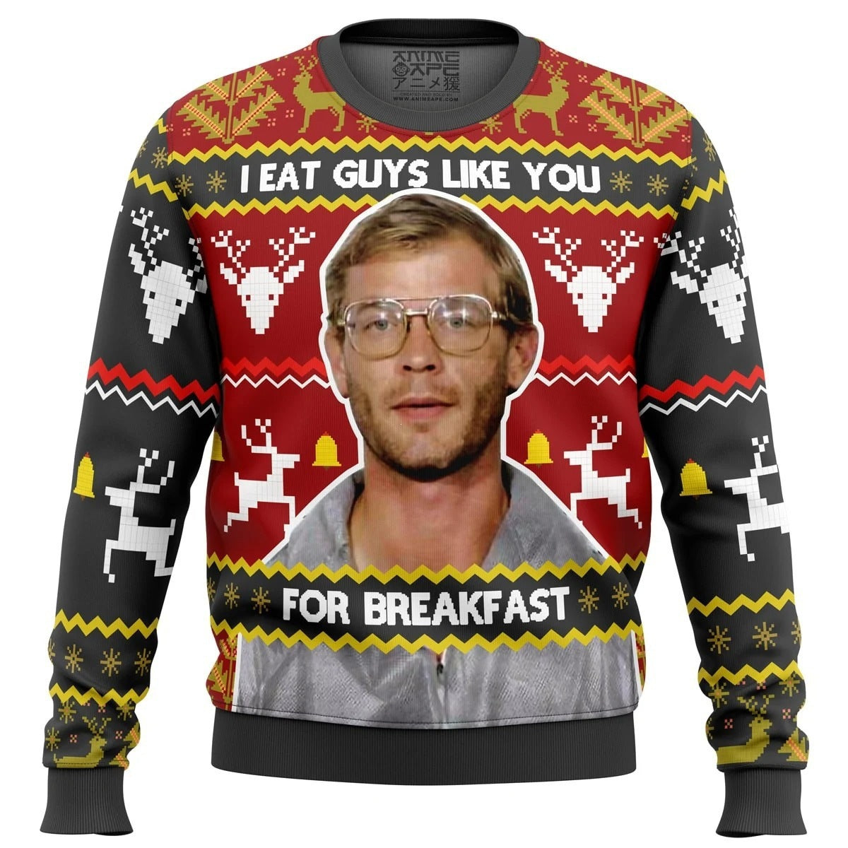 Funny Ugly Christmas Sweater – Men's Novelty Character Print Long Sleeve Pullover