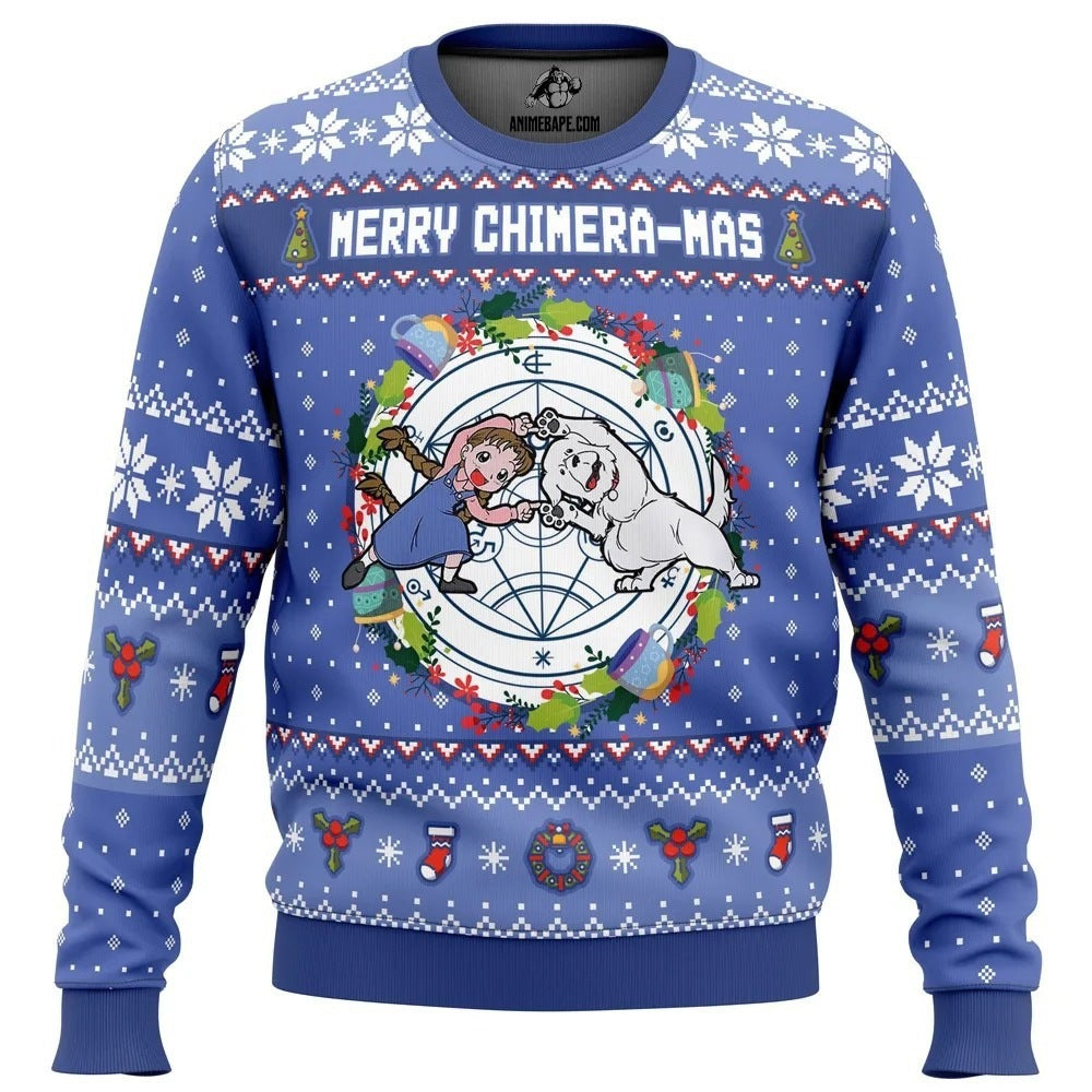 Funny Ugly Christmas Sweater – Men's Novelty Character Print Long Sleeve Pullover
