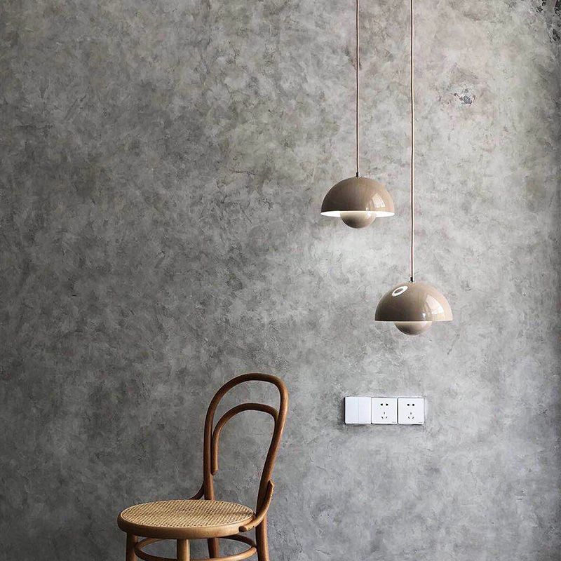 Mid Century Pendant Lamp Painted Metal 23cm | Sculpted Twin Semi-Sphere Design | Warm Ambient Glow for Living Spaces