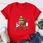 Women's Christmas Tree T-Shirt – Ho Ho Ho Festive Graphic Short Sleeve Tee