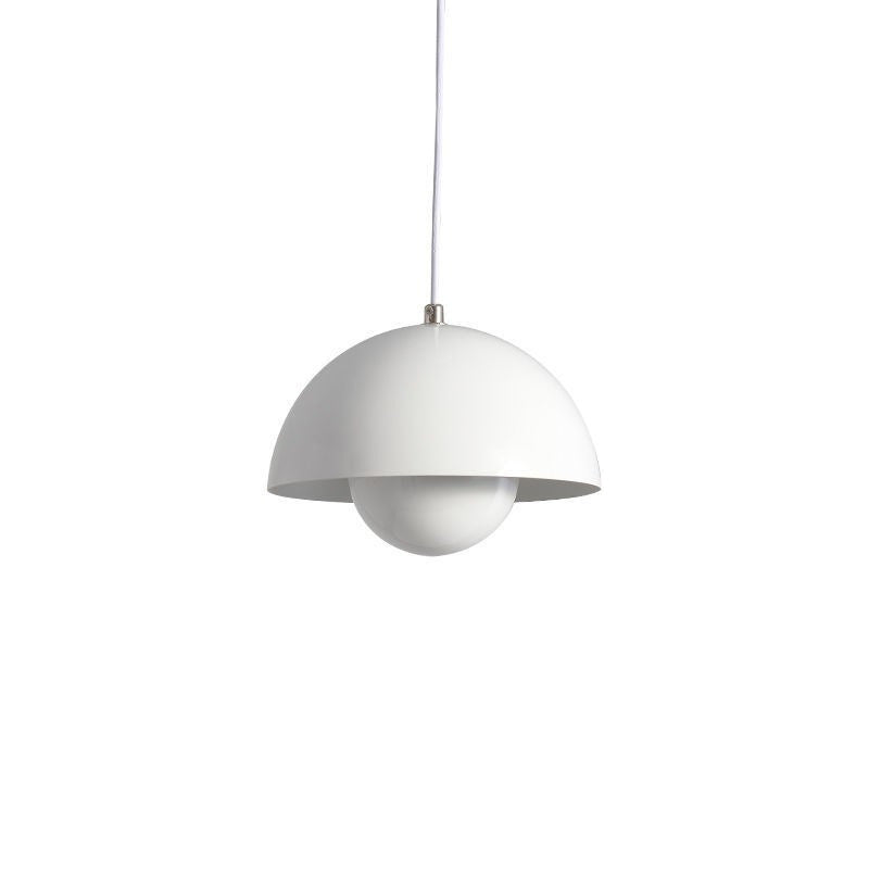 Mid Century Pendant Lamp Painted Metal 23cm | Sculpted Twin Semi-Sphere Design | Warm Ambient Glow for Living Spaces