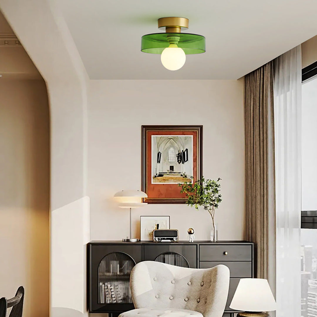 Metal Ceiling Lamp – French Bauhaus Modernist Geometric Design