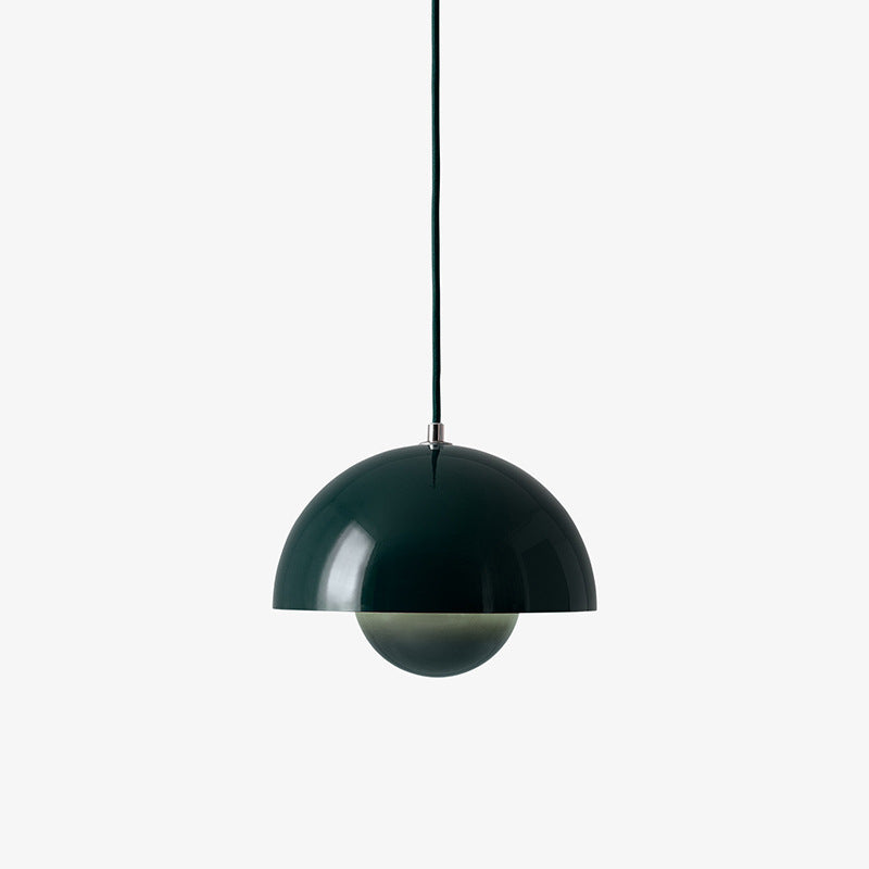 Mid Century Pendant Lamp Painted Metal 23cm | Sculpted Twin Semi-Sphere Design | Warm Ambient Glow for Living Spaces