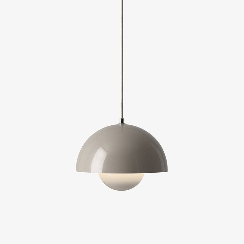 Mid Century Pendant Lamp Painted Metal 23cm | Sculpted Twin Semi-Sphere Design | Warm Ambient Glow for Living Spaces