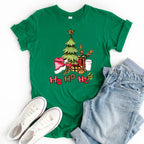 Women's Christmas Tree T-Shirt – Ho Ho Ho Festive Graphic Short Sleeve Tee