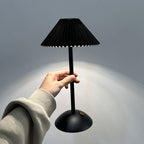 Table Lamp Brass Fabric | Scandinavian Modern Style | Cordless Rechargeable 2000mAh Battery | 3-Color Switch Ambient Glow