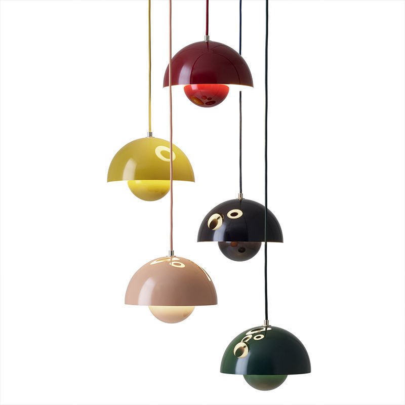 Mid Century Pendant Lamp Painted Metal 23cm | Sculpted Twin Semi-Sphere Design | Warm Ambient Glow for Living Spaces