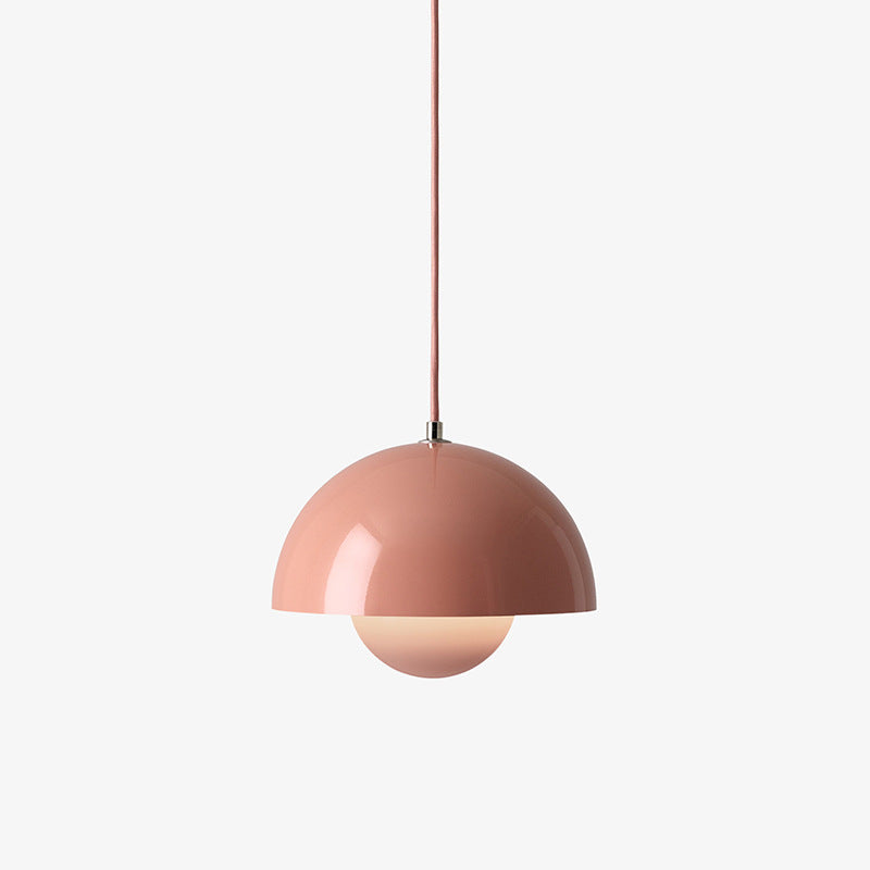 Mid Century Pendant Lamp Painted Metal 23cm | Sculpted Twin Semi-Sphere Design | Warm Ambient Glow for Living Spaces