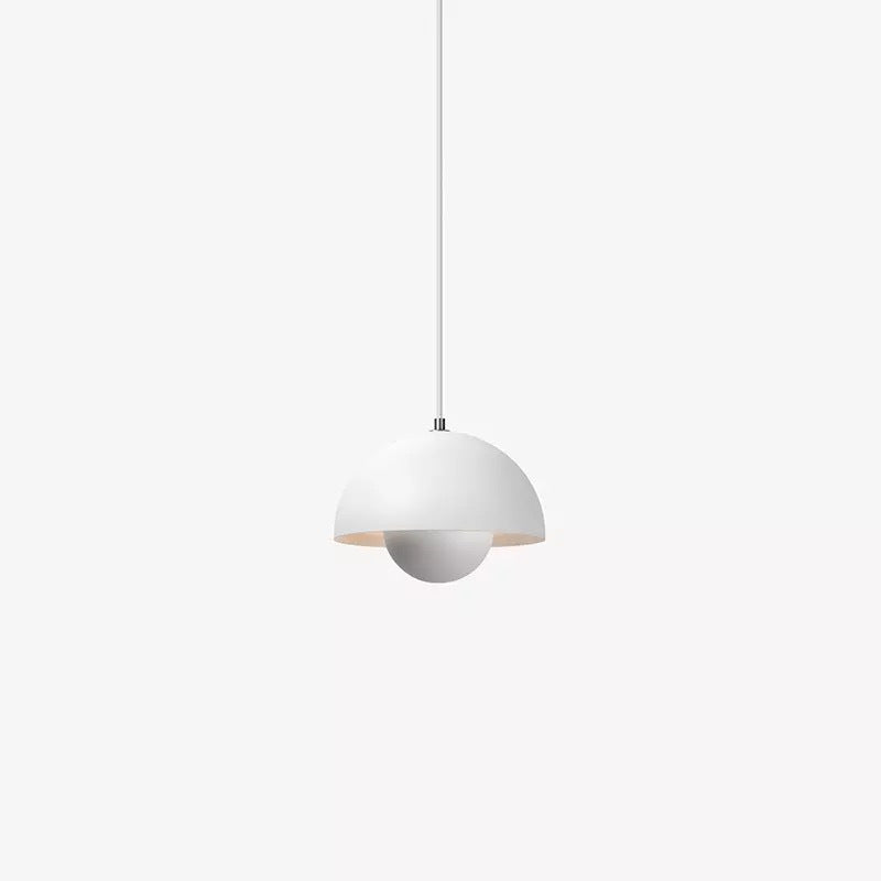Mid Century Pendant Lamp Painted Metal 23cm | Sculpted Twin Semi-Sphere Design | Warm Ambient Glow for Living Spaces