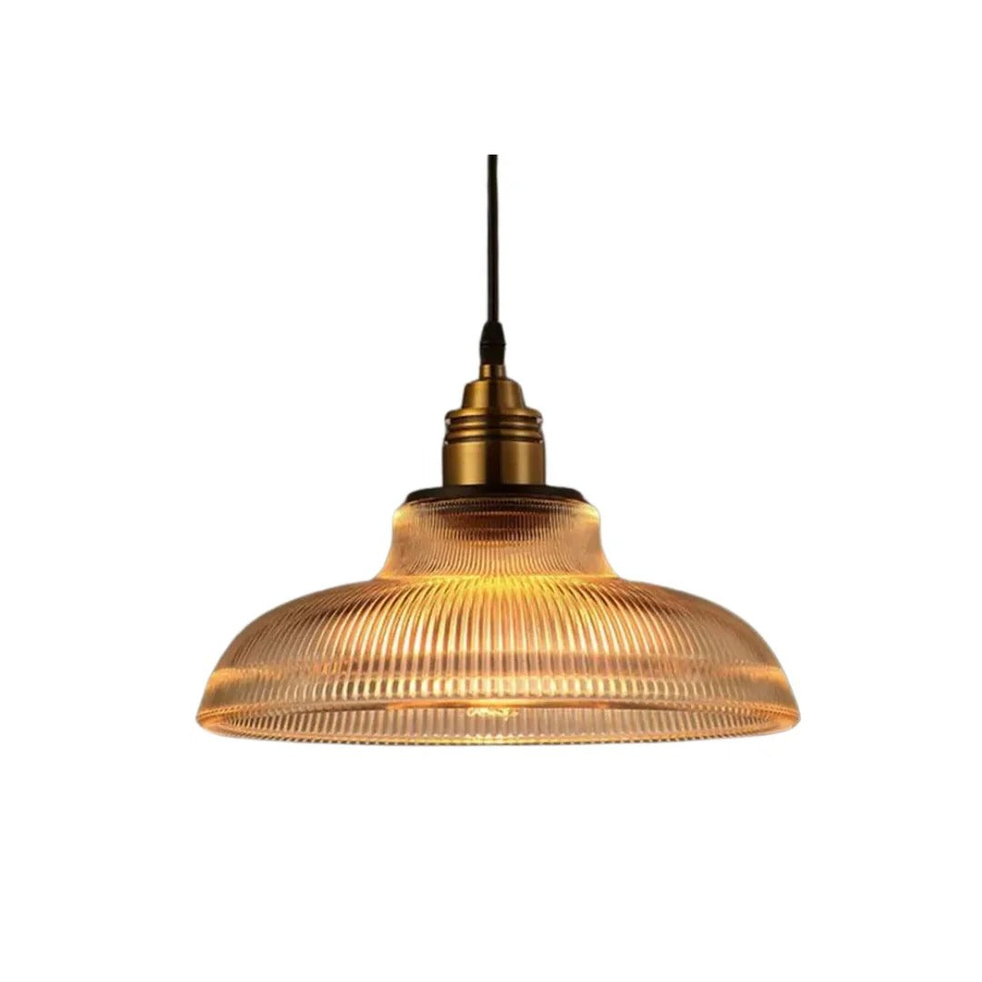 Vintage Ribbed Glass Pendant Light