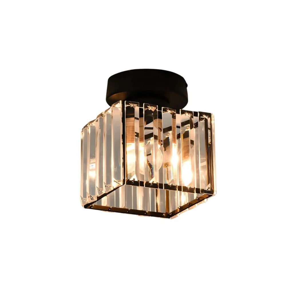 Crystal Metal Cube Ceiling Light