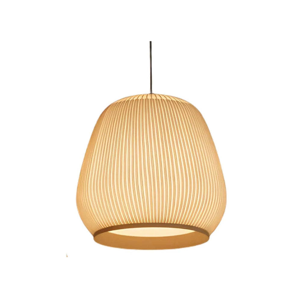 Japandi Ribbed Wood Pendant Light