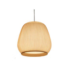 Japandi Ribbed Wood Pendant Light