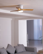 Ceiling Fan with Light Sycamore Wood Blades | Silent 6-Speed DC Motor | Flush Mount Nordic Design for Home Interiors