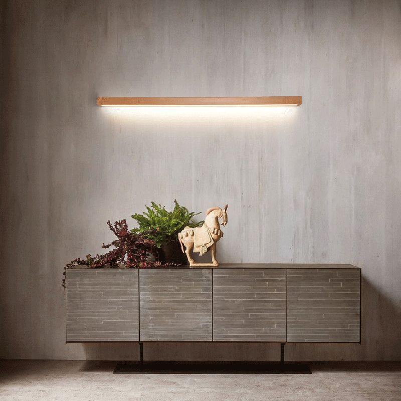 LED Wall Light Wood and Acrylic | Modern Linear Mirror Front Style | Energy-Efficient Indoor Lighting for Living Room