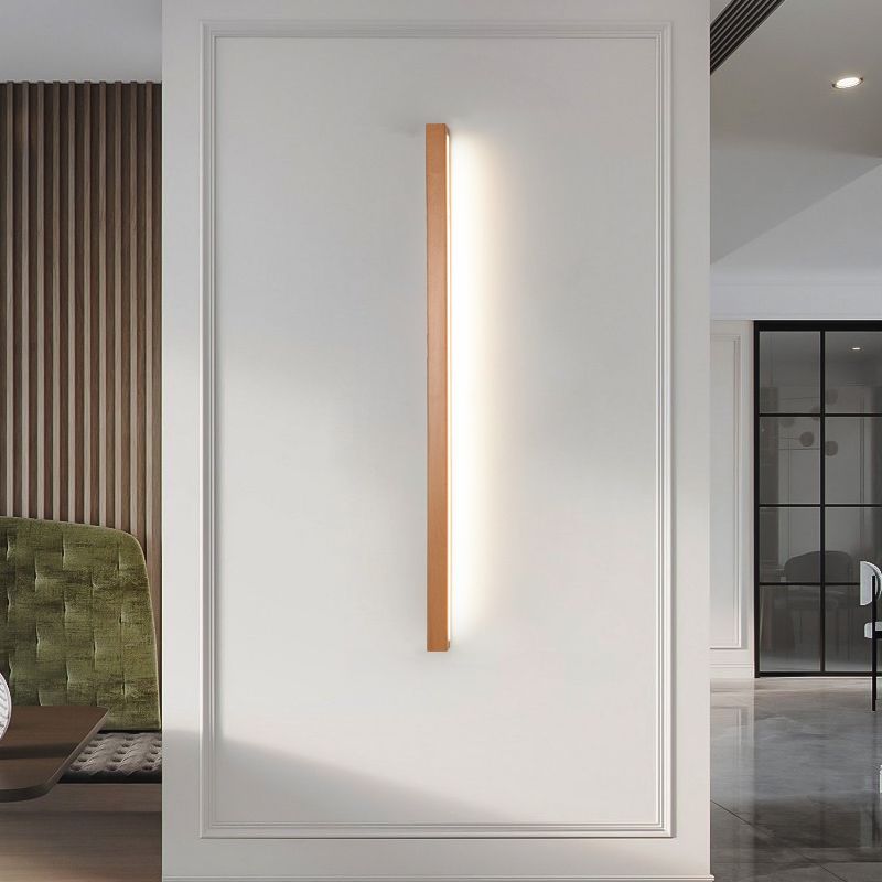 LED Wall Light Wood and Acrylic | Modern Linear Mirror Front Style | Energy-Efficient Indoor Lighting for Living Room