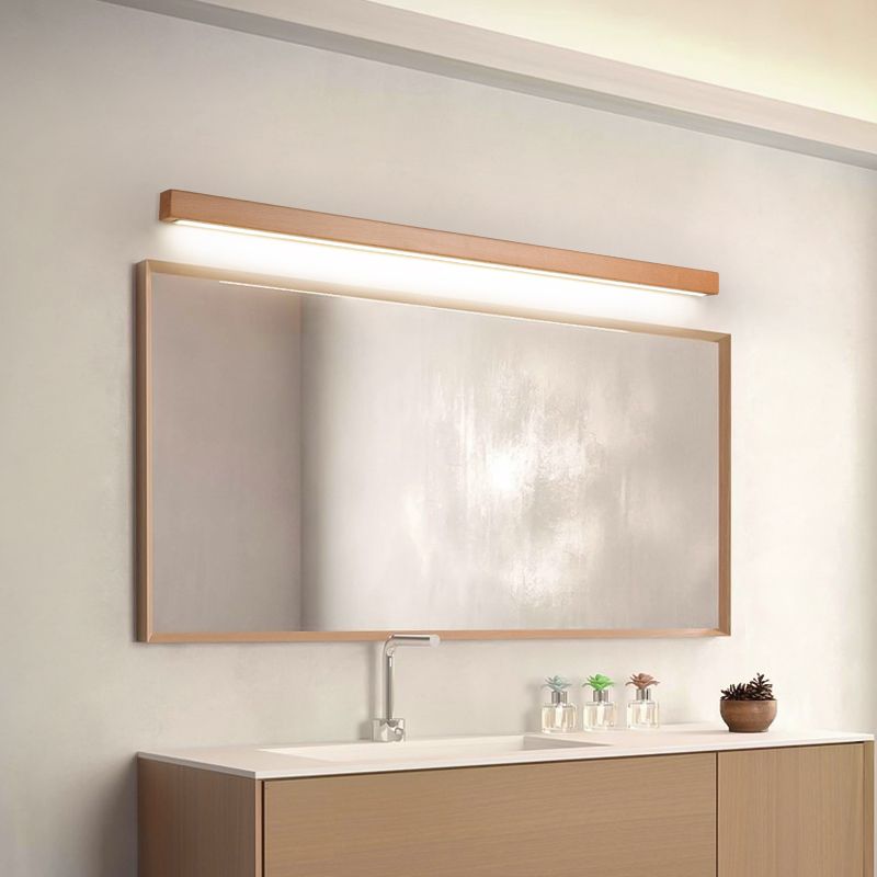 LED Wall Light Wood and Acrylic | Modern Linear Mirror Front Style | Energy-Efficient Indoor Lighting for Living Room