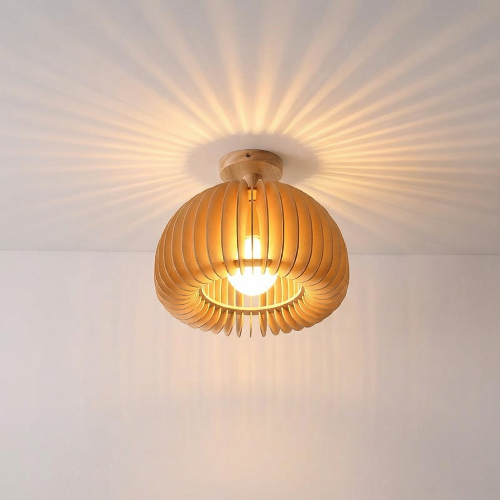 Retro Wooden Pendant Light Tree Material | Vintage Inspired Design | Warm 12W LED Ambient Lighting for Interior Spaces