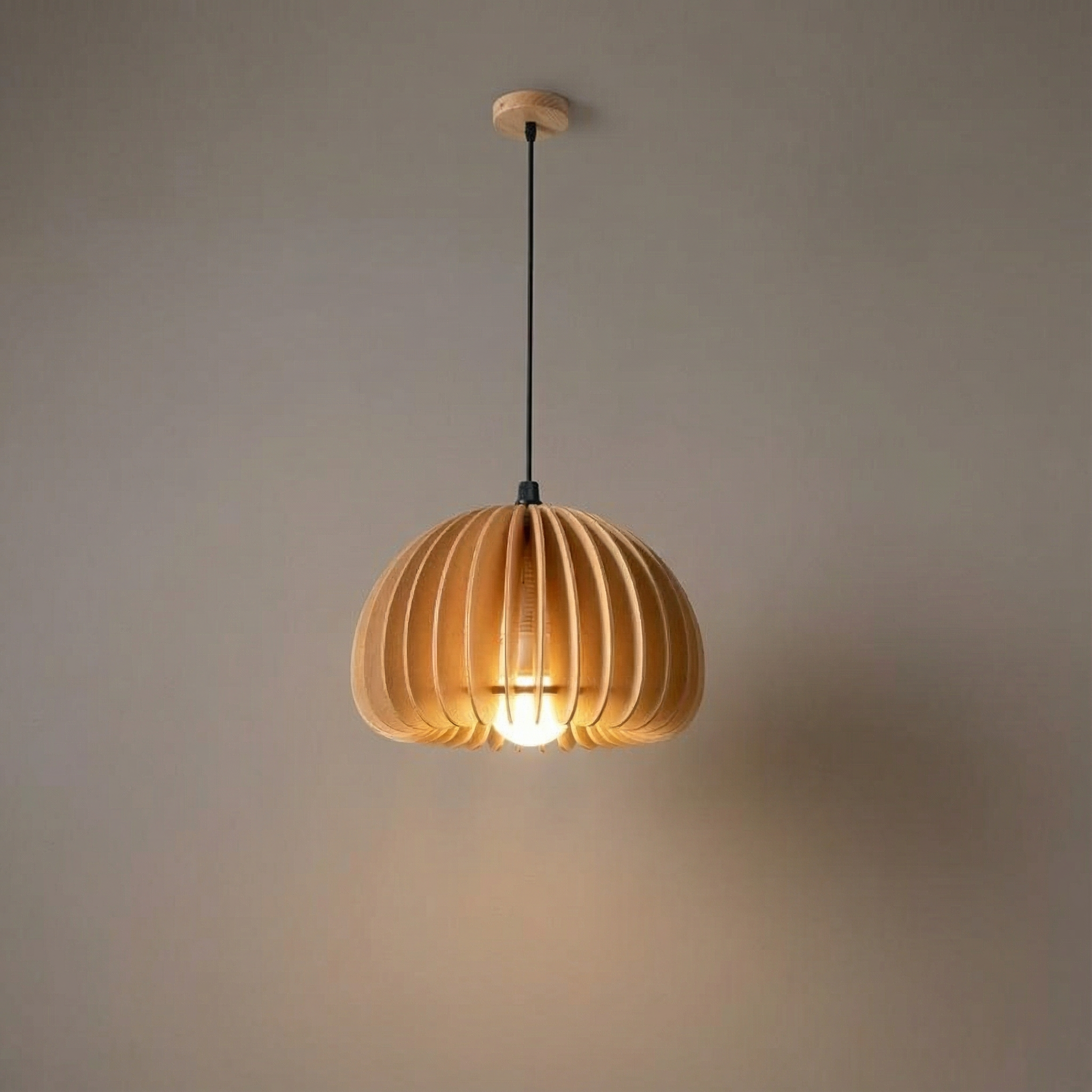 Retro Wooden Pendant Light Tree Material | Vintage Inspired Design | Warm 12W LED Ambient Lighting for Interior Spaces