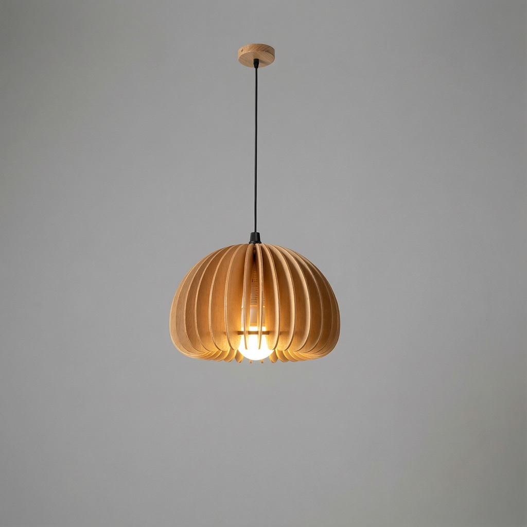 Retro Wooden Pendant Light Tree Material | Vintage Inspired Design | Warm 12W LED Ambient Lighting for Interior Spaces