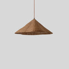 Pendant Light Woven Rattan | Retro Scalloped Design | Warm Natural Texture for Kitchen Island and Dining Room Lighting