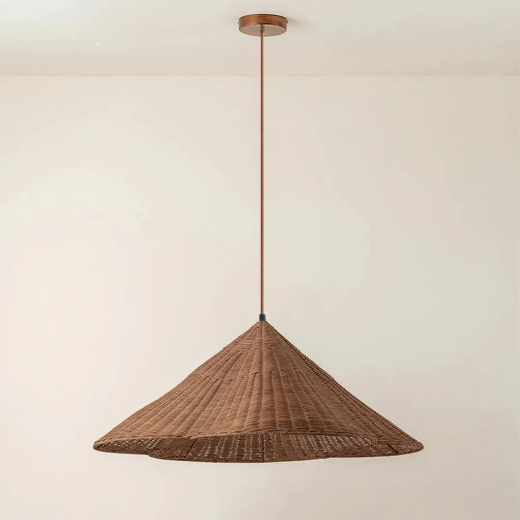 Pendant Light Woven Rattan | Retro Scalloped Design | Warm Natural Texture for Kitchen Island and Dining Room Lighting