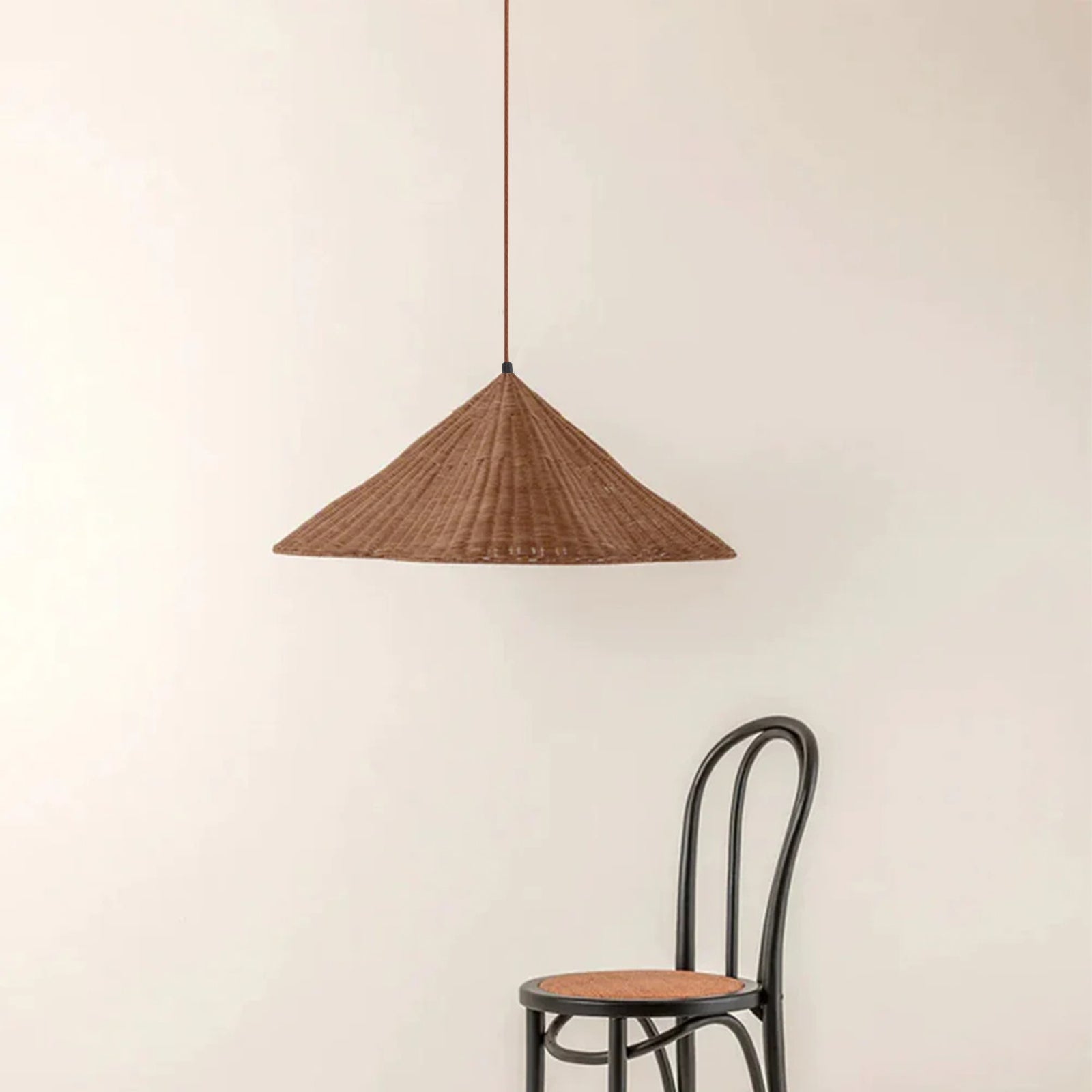 Pendant Light Woven Rattan | Retro Scalloped Design | Warm Natural Texture for Kitchen Island and Dining Room Lighting