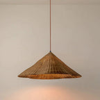 Pendant Light Woven Rattan | Retro Scalloped Design | Warm Natural Texture for Kitchen Island and Dining Room Lighting