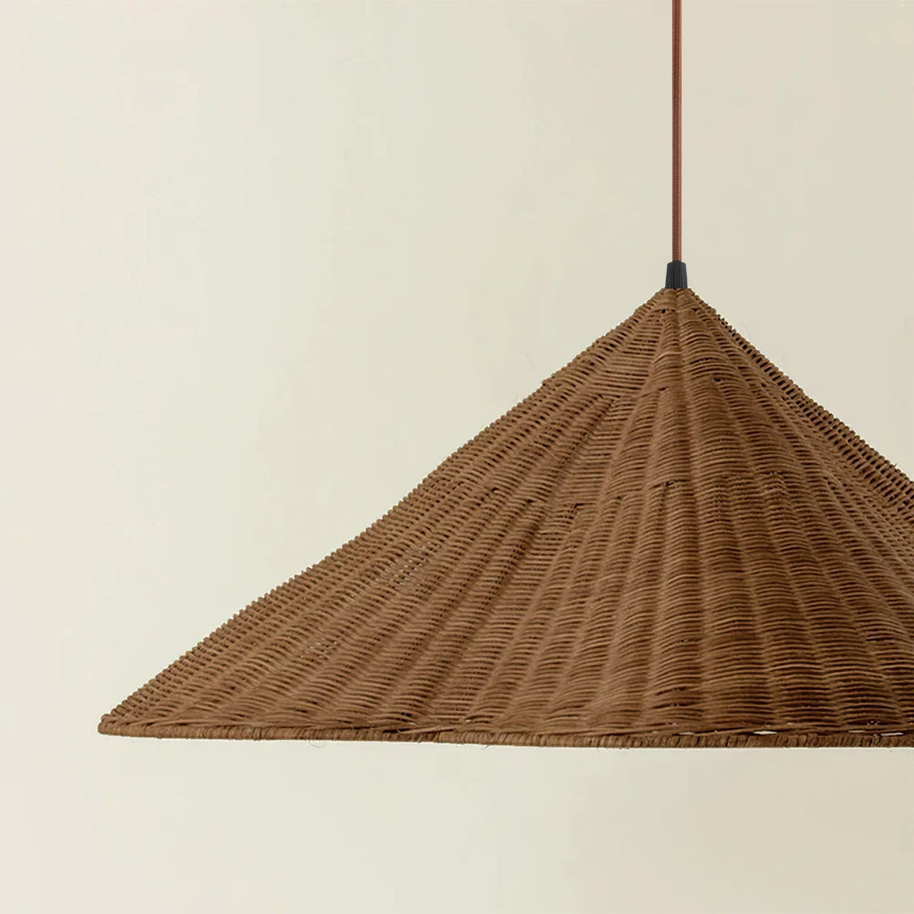 Pendant Light Woven Rattan | Retro Scalloped Design | Warm Natural Texture for Kitchen Island and Dining Room Lighting