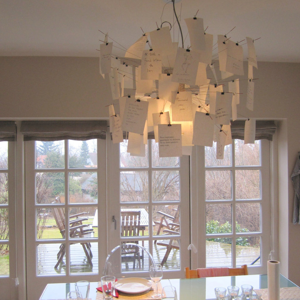 Paper Chandelier Stainless Steel Pendant Light | Customizable DIY Design with A5 Paper Sheets | Multi Pattern Interior Light
