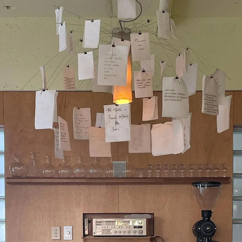 Paper Chandelier Stainless Steel Pendant Light | Customizable DIY Design with A5 Paper Sheets | Multi Pattern Interior Light