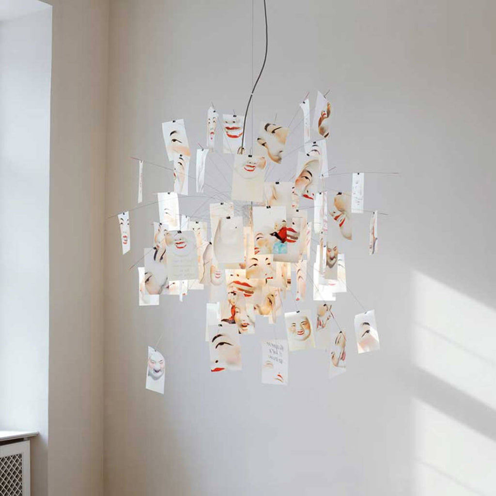 Paper Chandelier Stainless Steel Pendant Light | Customizable DIY Design with A5 Paper Sheets | Multi Pattern Interior Light