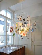 Paper Chandelier Stainless Steel Pendant Light | Customizable DIY Design with A5 Paper Sheets | Multi Pattern Interior Light