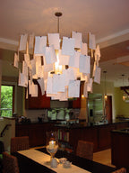 Paper Chandelier Stainless Steel Pendant Light | Customizable DIY Design with A5 Paper Sheets | Multi Pattern Interior Light