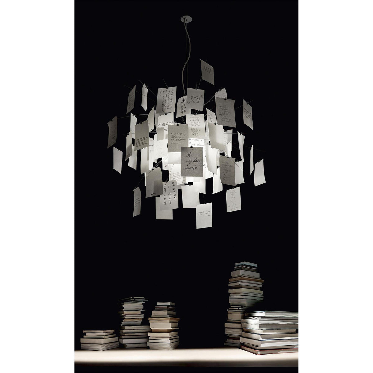 Paper Chandelier Stainless Steel Pendant Light | Customizable DIY Design with A5 Paper Sheets | Multi Pattern Interior Light