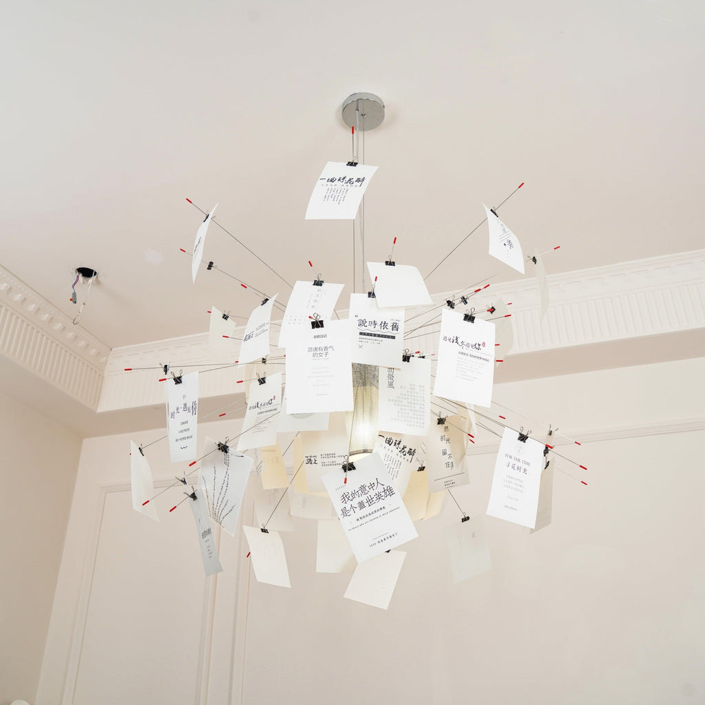 Paper Chandelier Stainless Steel Pendant Light | Customizable DIY Design with A5 Paper Sheets | Multi Pattern Interior Light