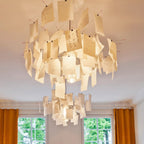 Paper Chandelier Stainless Steel Pendant Light | Customizable DIY Design with A5 Paper Sheets | Multi Pattern Interior Light