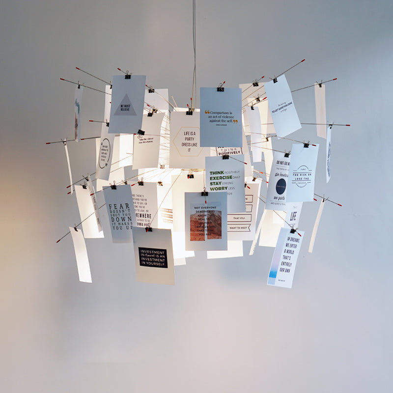 Paper Chandelier Stainless Steel Pendant Light | Customizable DIY Design with A5 Paper Sheets | Multi Pattern Interior Light