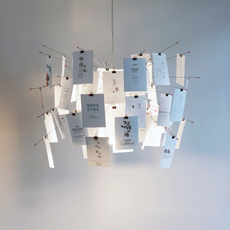 Paper Chandelier Stainless Steel Pendant Light | Customizable DIY Design with A5 Paper Sheets | Multi Pattern Interior Light