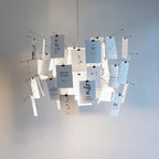 Paper Chandelier Stainless Steel Pendant Light | Customizable DIY Design with A5 Paper Sheets | Multi Pattern Interior Light