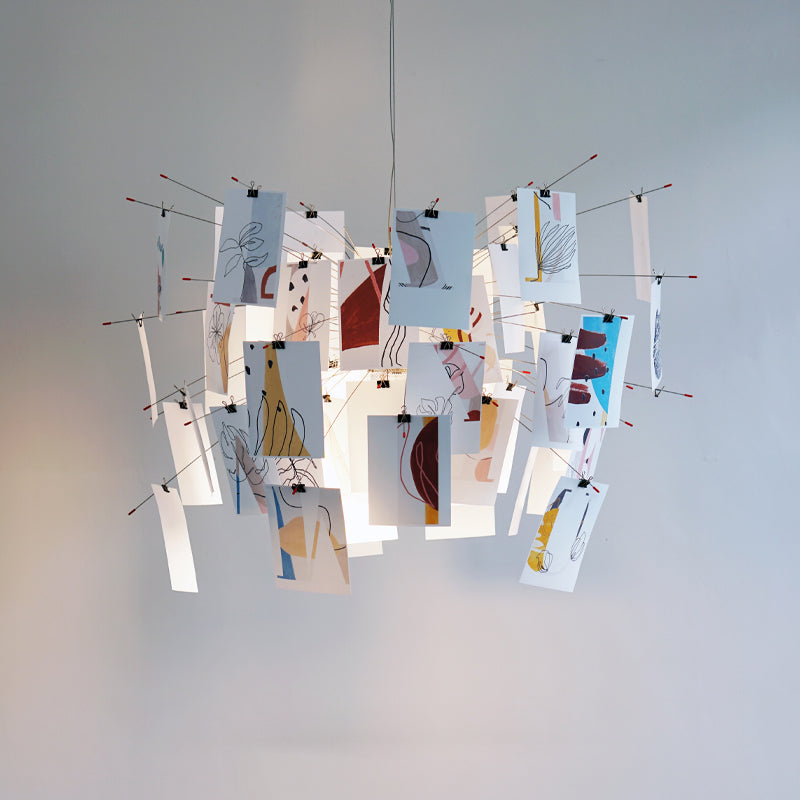 Paper Chandelier Stainless Steel Pendant Light | Customizable DIY Design with A5 Paper Sheets | Multi Pattern Interior Light