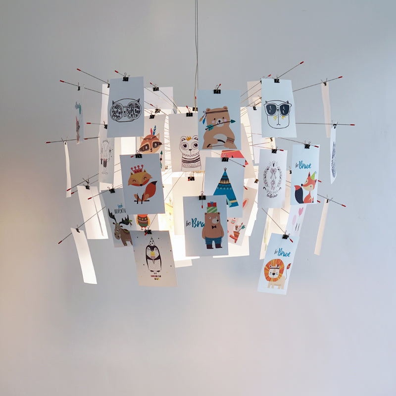 Paper Chandelier Stainless Steel Pendant Light | Customizable DIY Design with A5 Paper Sheets | Multi Pattern Interior Light