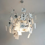 Paper Chandelier Stainless Steel Pendant Light | Customizable DIY Design with A5 Paper Sheets | Multi Pattern Interior Light