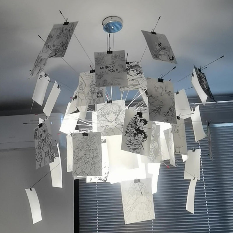 Paper Chandelier Stainless Steel Pendant Light | Customizable DIY Design with A5 Paper Sheets | Multi Pattern Interior Light