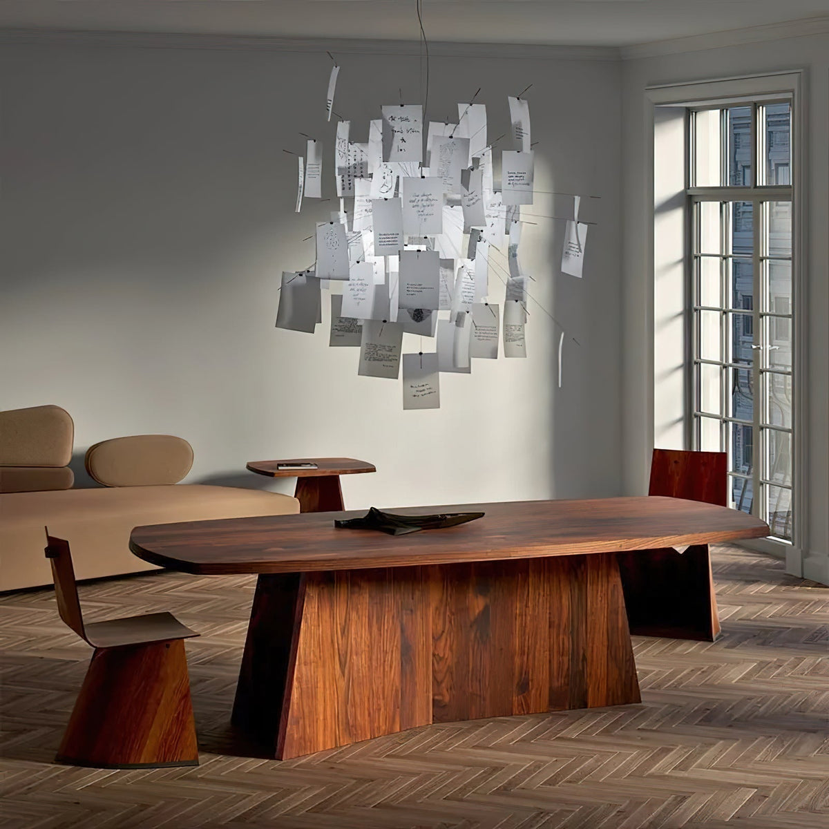 Paper Chandelier Stainless Steel Pendant Light | Customizable DIY Design with A5 Paper Sheets | Multi Pattern Interior Light