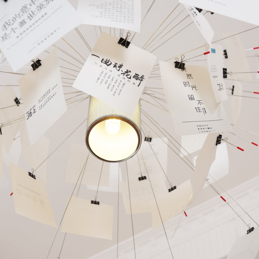 Paper Chandelier Stainless Steel Pendant Light | Customizable DIY Design with A5 Paper Sheets | Multi Pattern Interior Light