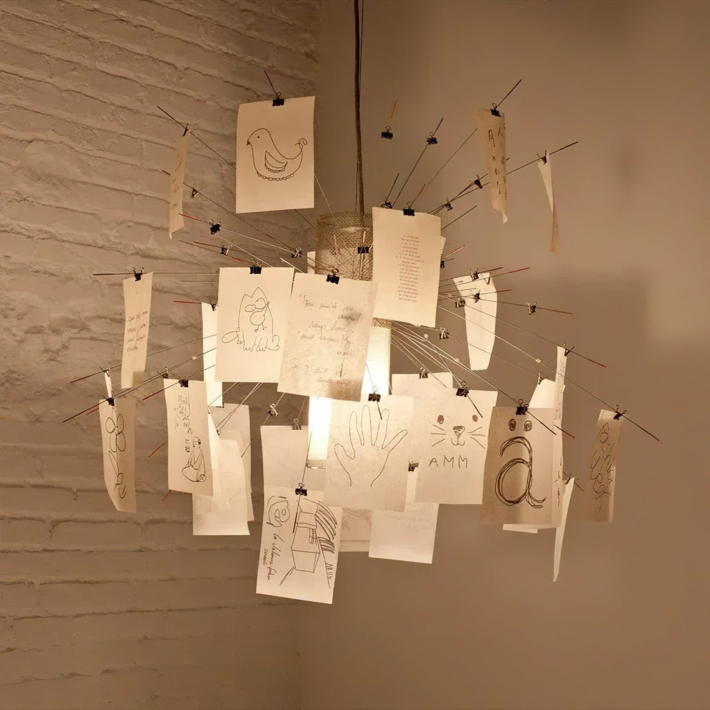 Paper Chandelier Stainless Steel Pendant Light | Customizable DIY Design with A5 Paper Sheets | Multi Pattern Interior Light