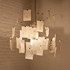 Paper Chandelier Stainless Steel Pendant Light | Customizable DIY Design with A5 Paper Sheets | Multi Pattern Interior Light