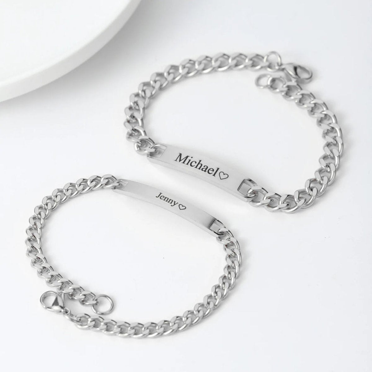 Matching Couple Bracelets Set | Personalized Engraved Stainless Steel Jewelry for Relationships | Custom Anniversary Gift
